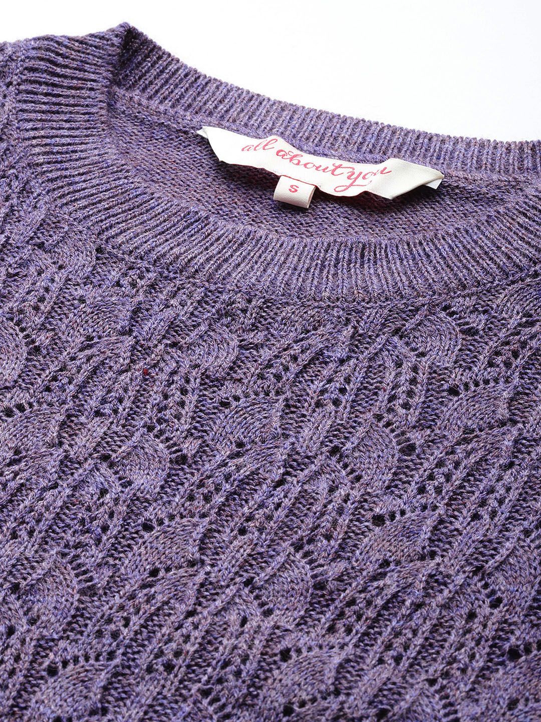 all about you Acrylic Round Neck Self Design Pullover