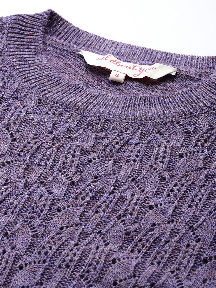 all about you Acrylic Round Neck Self Design Pullover
