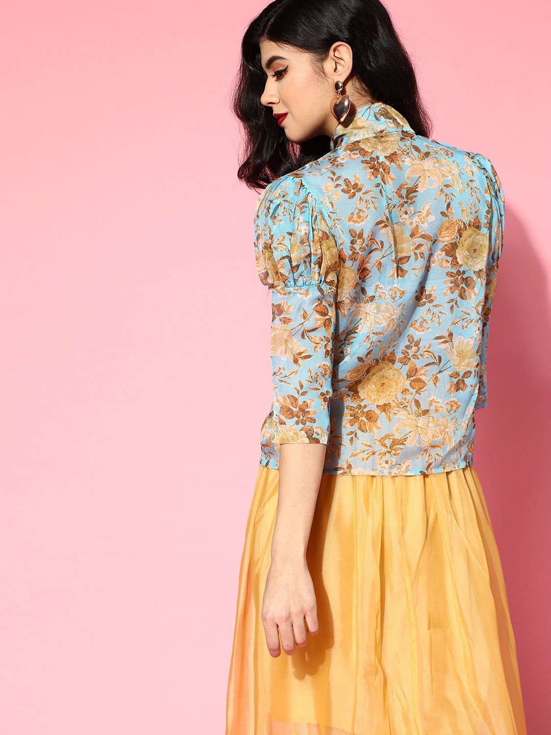 SASSAFRAS Women Stunning Blue Romantic Florals Top