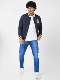 SPYKAR Stand Collar Bomber With Patchwork Jacket