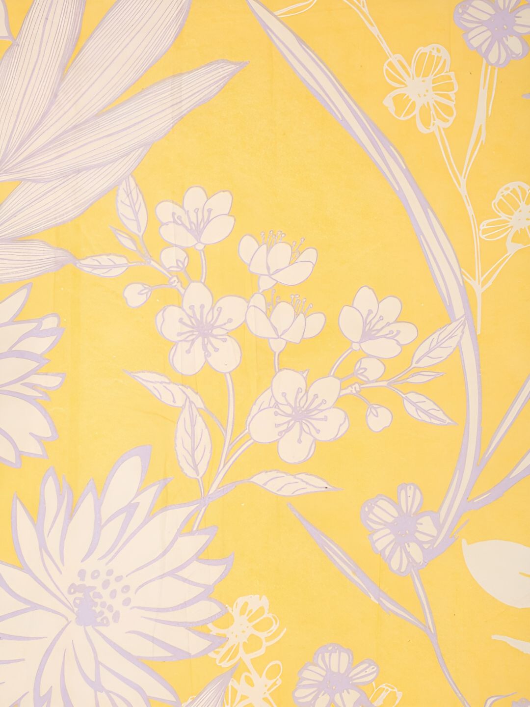 KLOTTHE Yellow Floral Printed 300TC Fitted Double King Bedsheet With 2 Pillow Covers