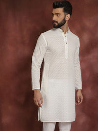 SOJANYA Lelaki Off-White Straight Kurta