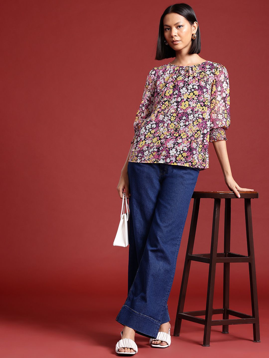 all about you Floral Print Puff Sleeves Top