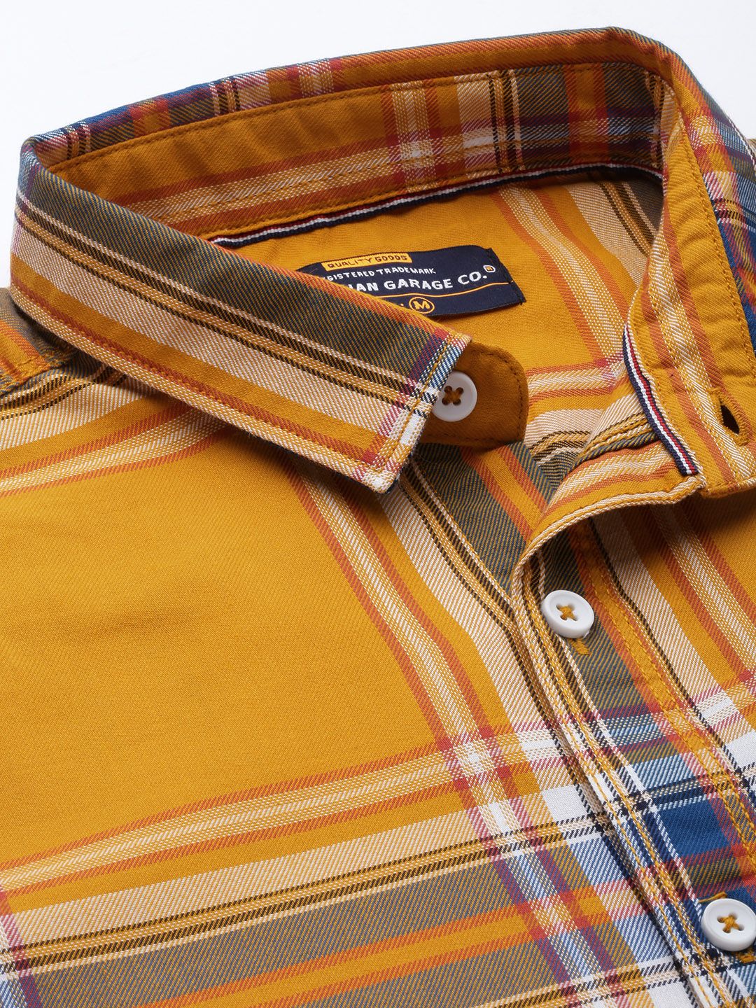The Indian Garage Co Men Yellow Comfort Checked Regular Fit Casual Shirt