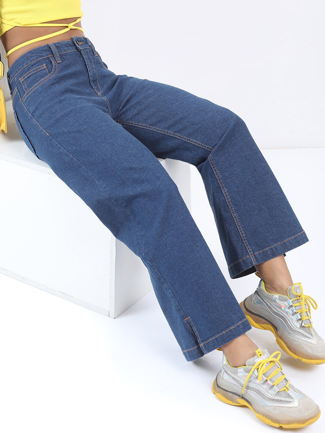 Tokyo Talkies Women Wide Leg Flared Mid Rise stretchable Jeans
