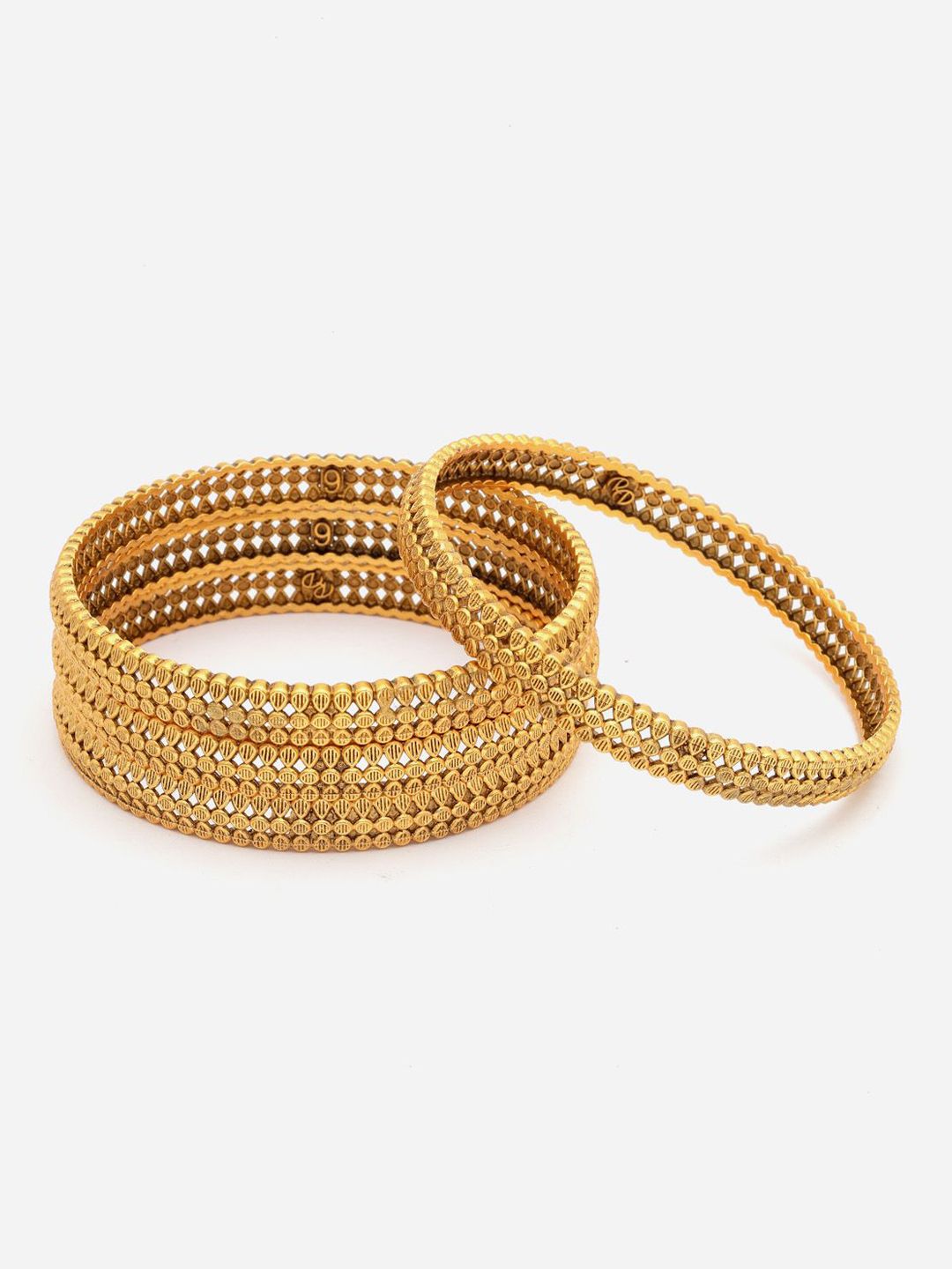 PANASH Set Of 4 24 CT Gold-Plated Antique Bangles