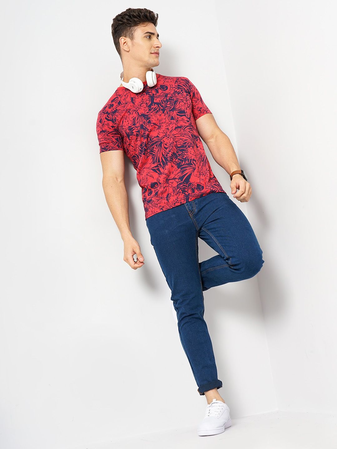 The Indian Garage Co Men Navy Blue Mid-Rise Slim Fit Clean Look Stretchable Jeans