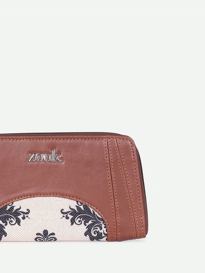 Zouk Women Floral Printed Leather Arika Zipper Wallet - Motif Mughal