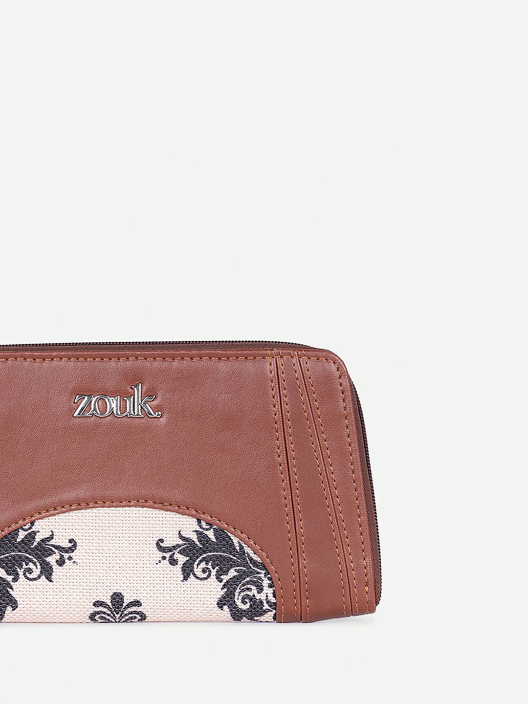 Zouk Women Floral Printed Leather Arika Zipper Wallet - Motif Mughal
