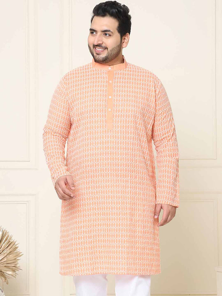 SOJANYA PLUS Geometric Embroidered Long Sleeves Pure Cotton Straight Kurta