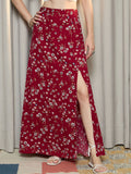 Berrylush Floral Printed Flared A-Line Maxi Skirt