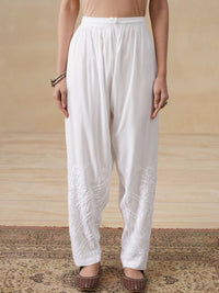 House of Chikankari Women Embroidered Relaxed Trousers