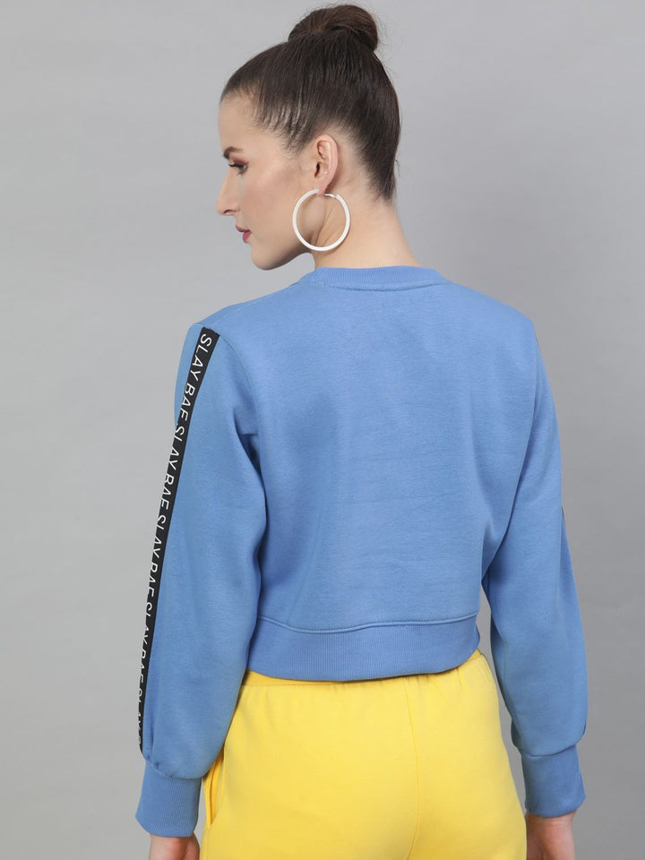 STREET 9 Women Blue Solid Sweatshirt