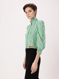 DressBerry Kawaii Core Striped Shirt Style Crop Top