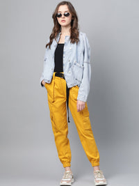 STREET 9 Women Mustard Yellow Regular Fit Solid Cargos
