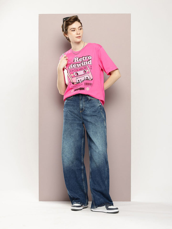 DILLINGER Graphic Printed Drop-Shoulder Sleeves Oversized Pure Cotton T-shirt