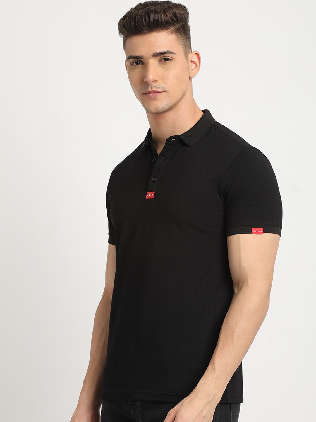 THE BEAR HOUSE Polo Collar Short Sleeves Slim Fit T-shirt