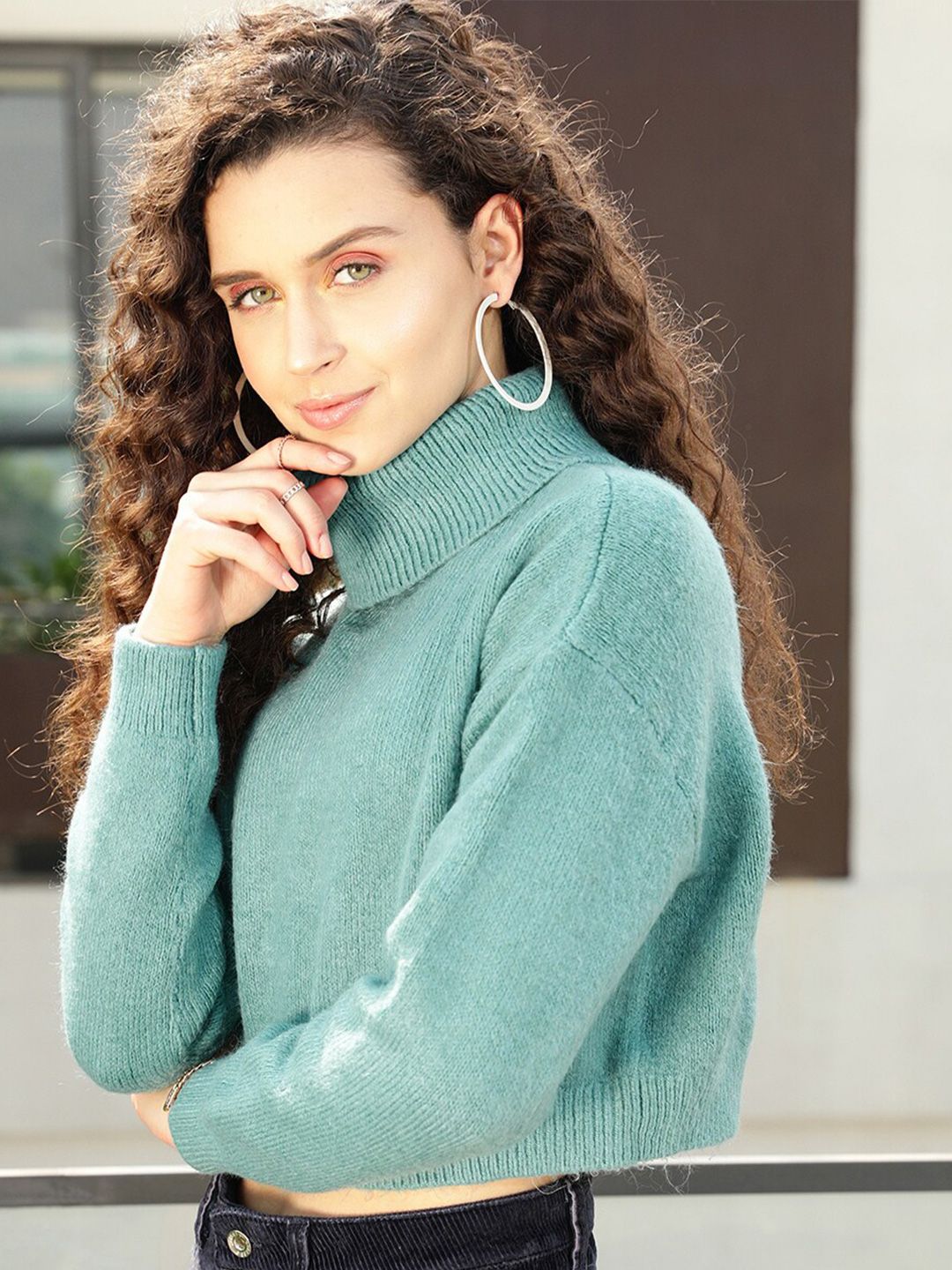 STREET 9 Women Green Crop Pullover