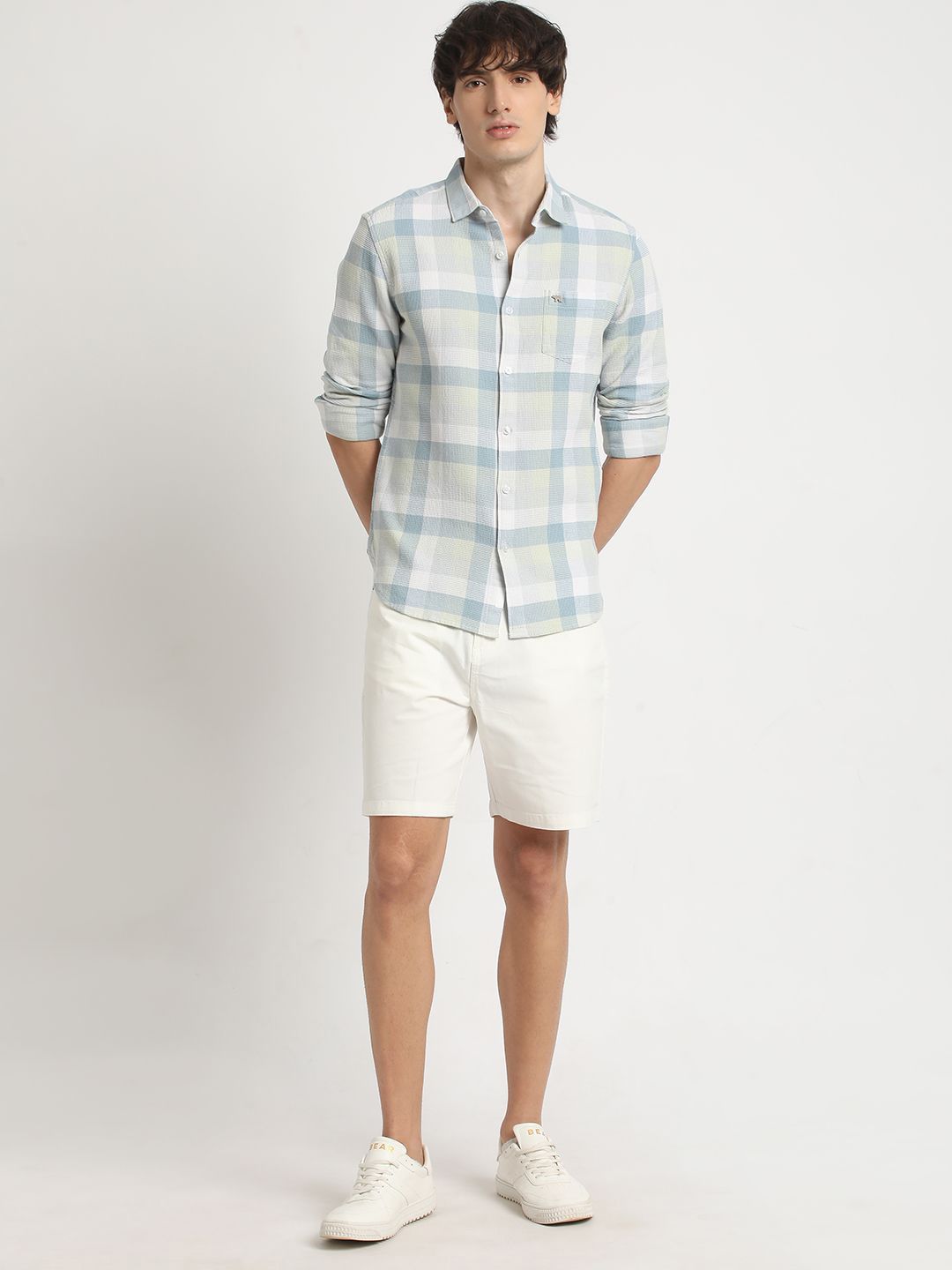 THE BEAR HOUSE Men's Checked Slim Fit Casual Shit