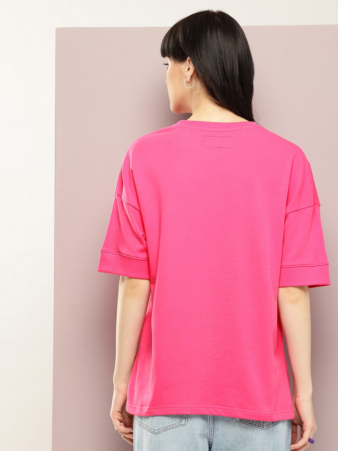 DILLINGER Women Oversized Drop Shoulder Ultra Soft Drapey Cotton Crew Neck T-Shirt