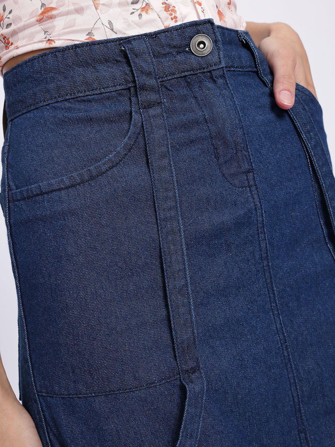 DressBerry Women Cargo Style Denim Maxi Skirt