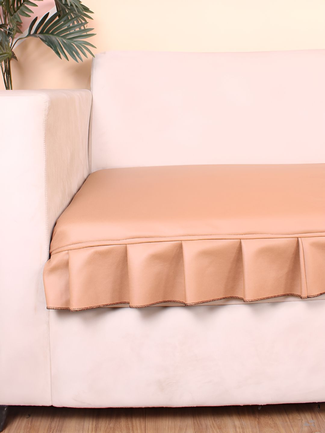STITCHNEST Brown Leatherite Regular Sofa Cover
