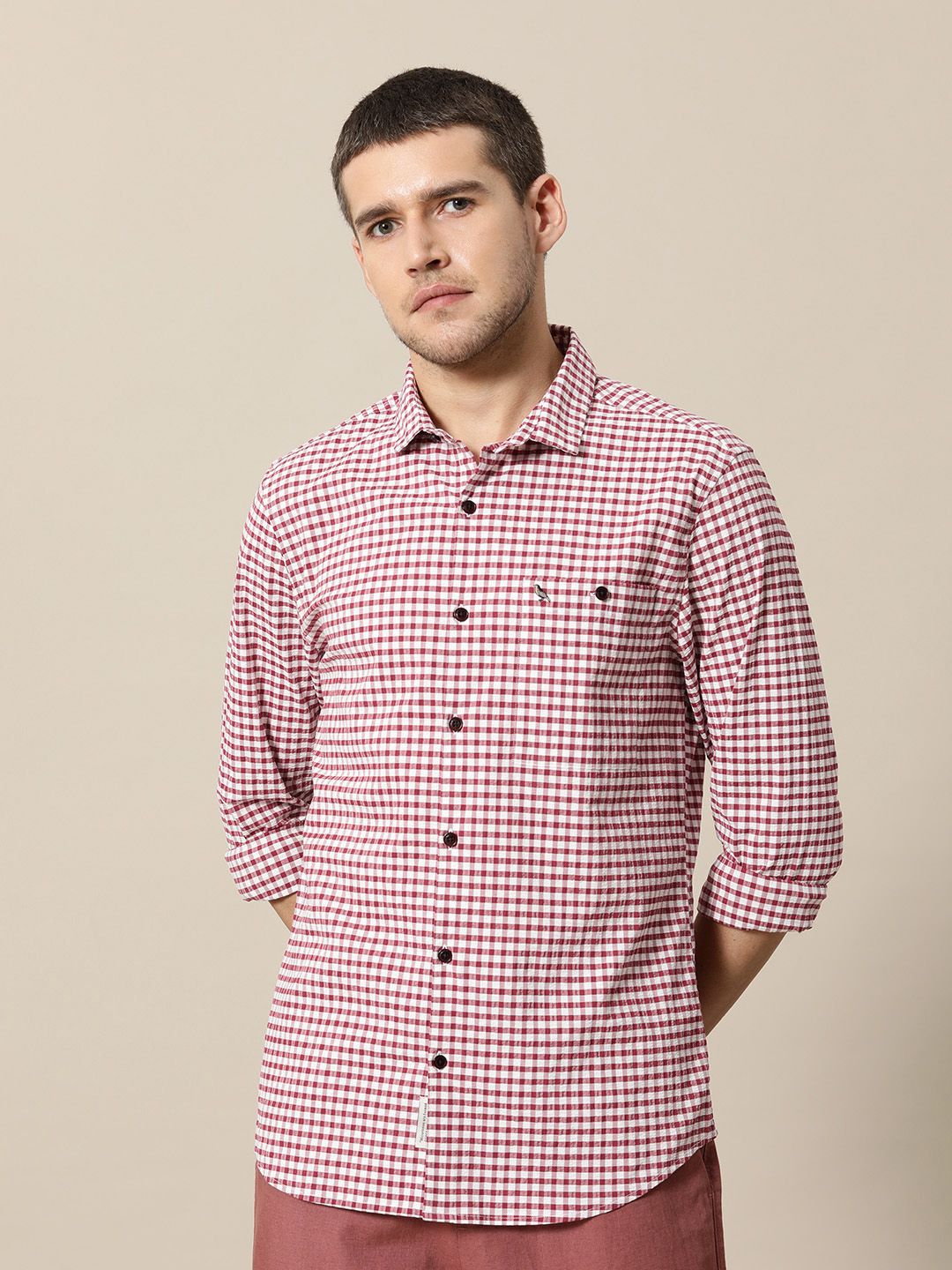 Mr Bowerbird Tailored Fit Gingham Checked Casual Shirt