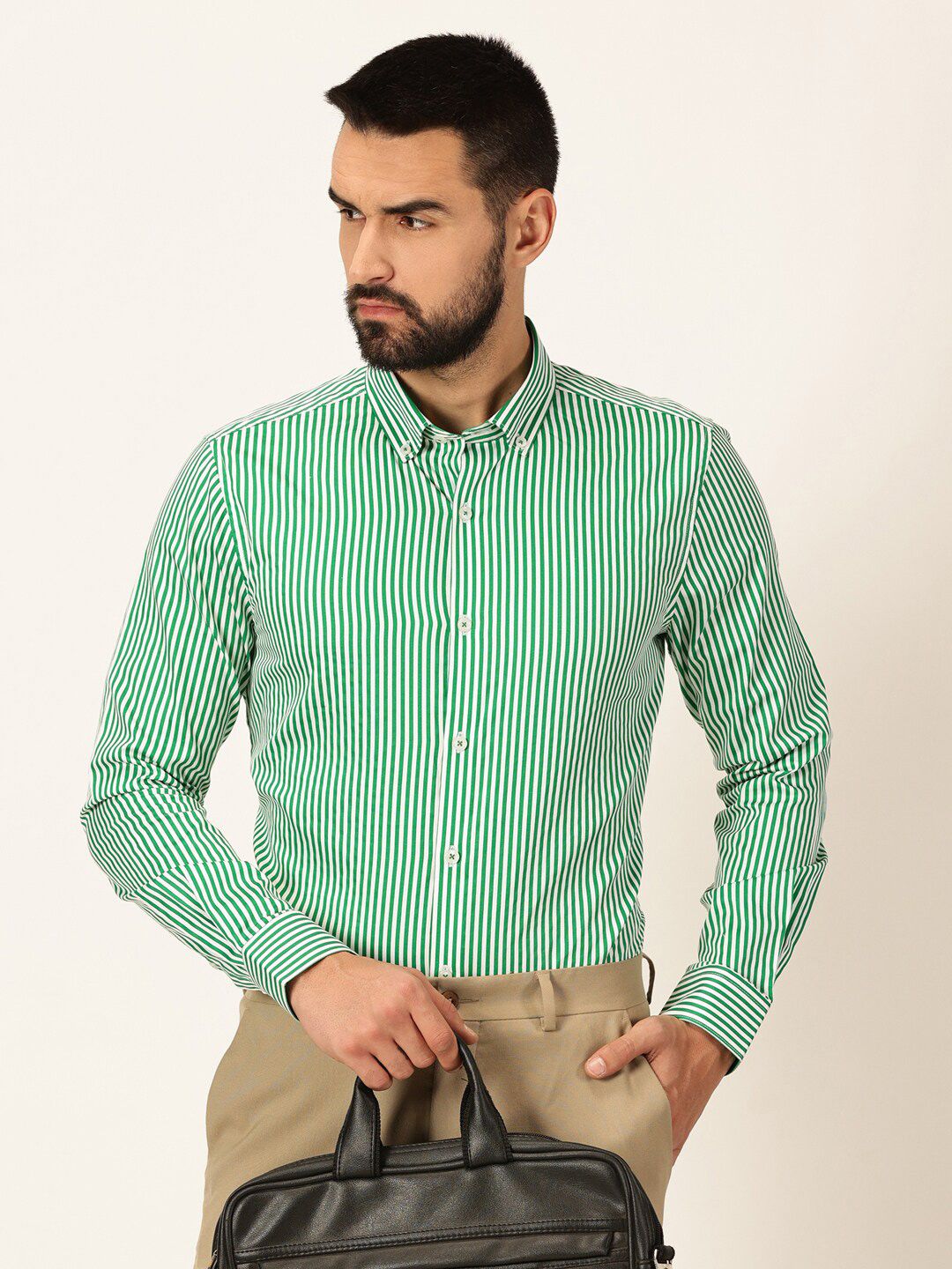 Thomas Scott Premium Striped Button-Down Collar Long Sleeves Formal Shirt