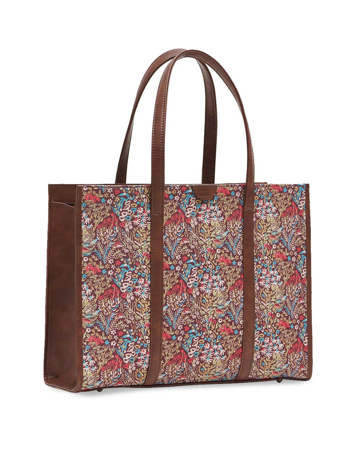 TEAL BY CHUMBAK Floral Printed Oversized Shopper Tote Bag