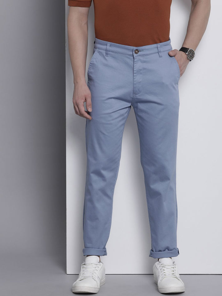 The Indian Garage Co Men Solid Slim Fit Chinos Trousers