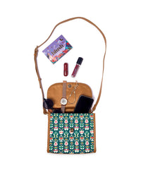 TEAL BY CHUMBAK Graphic Printed Satchel Bag