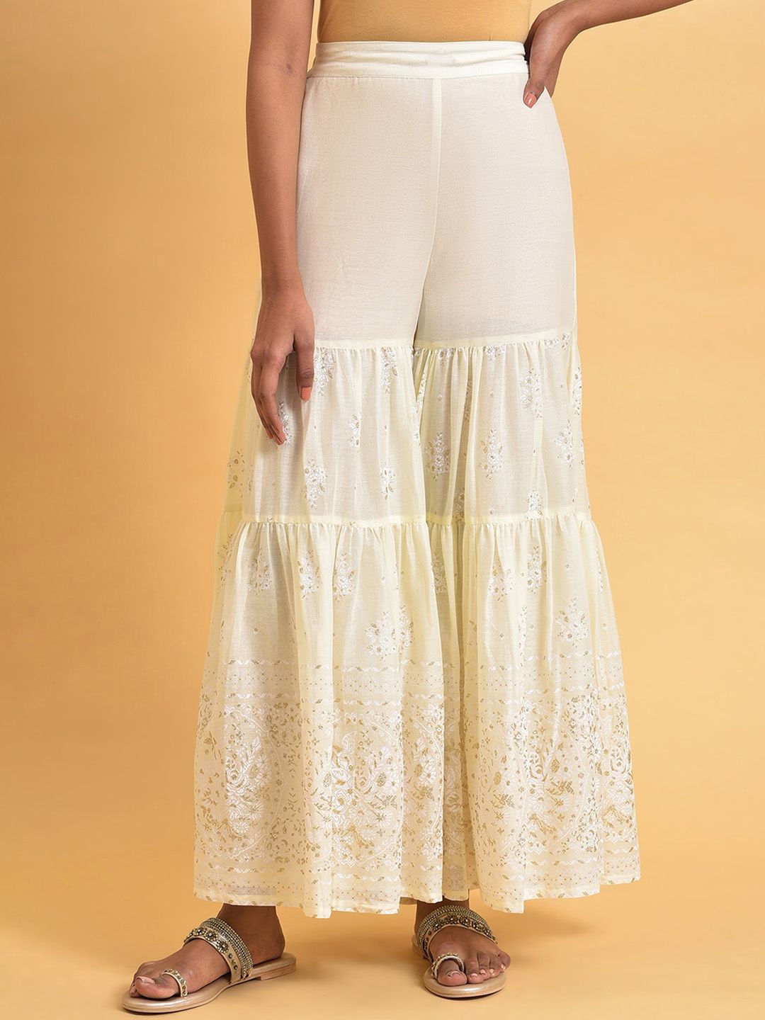 W Women Loose Fit Pleated Pure Cotton Trousers