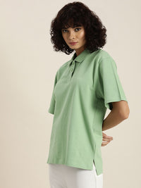 DILLINGER Womens Honeycomb Structure Oversized Polo T-shirt