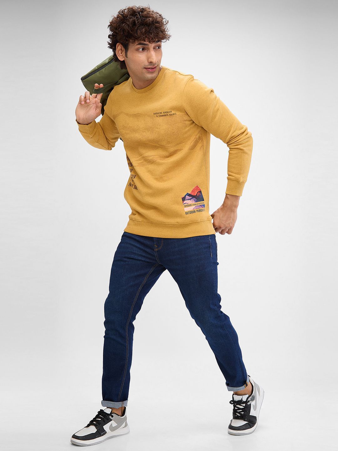 SPYKAR Men Printed Hooded Long Sleeves Sweatshirt