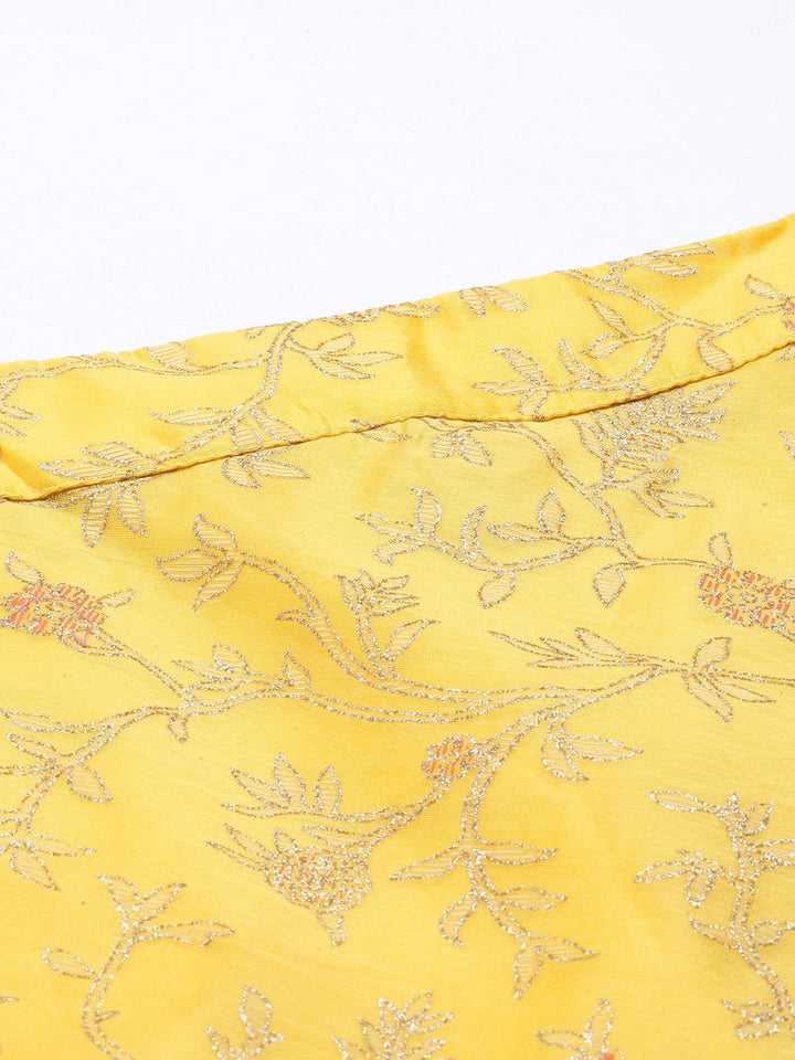 Global Desi Women Yellow Woven Printed Mid Rise Skirt