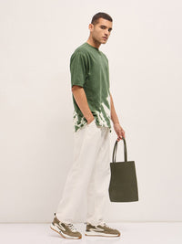 THE BEAR HOUSE Men Dyed Round Neck Cotton Oversized T-shirt
