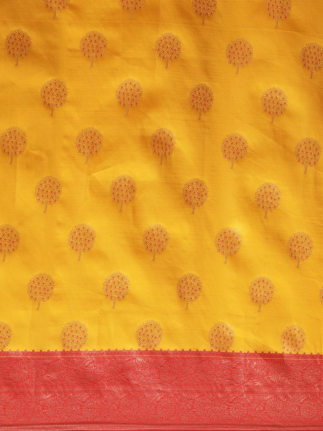 Saree mall Yellow Floral Silk Blend Banarasi Sarees