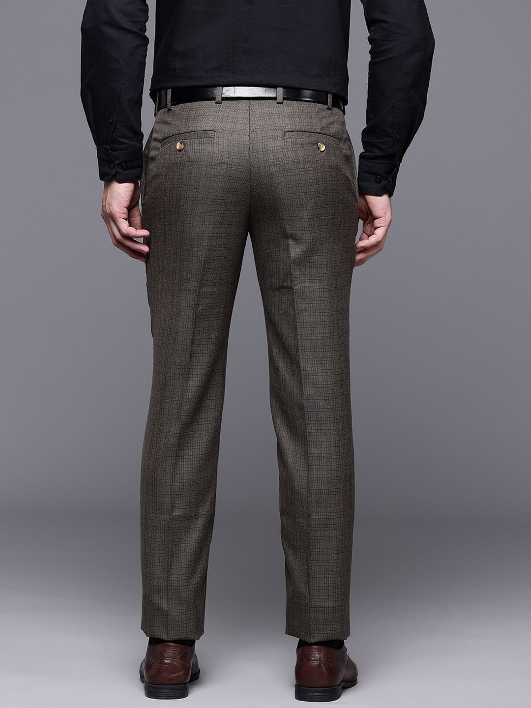 Raymond Men Textured Slim Fit Formal Trousers