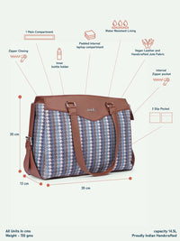 ZOUK Bombay Houndstooth Geometric Printed Structured Shoulder Bag