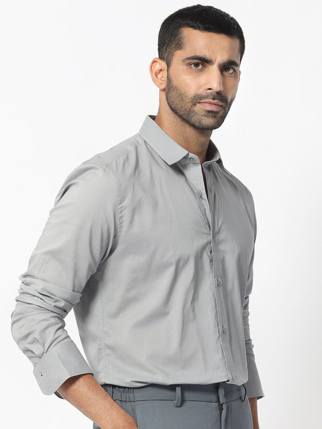 RARE RABBIT Men Flees Slim Fit Opaque Cotton Shirt