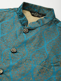 SOJANYA Men Maroon Kurta with Churidar & Nehru Jacket