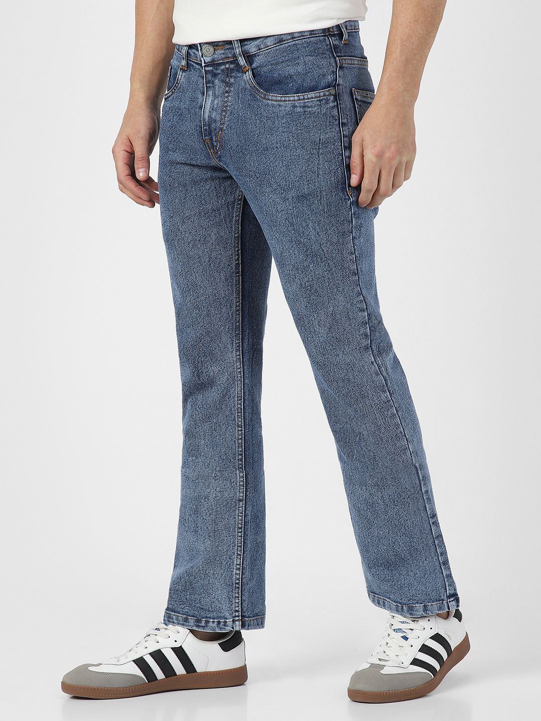 Urbano Fashion Men Bootcut Heavy Fade Clean Look Stretchable Jeans
