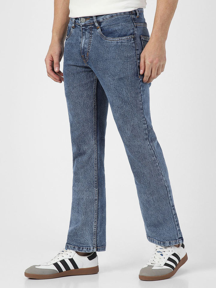 Urbano Fashion Men Bootcut Heavy Fade Clean Look Stretchable Jeans