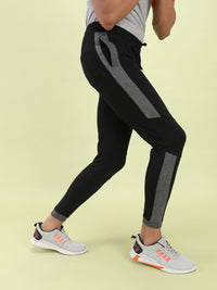 The Indian Garage Co Men Black Solid Joggers with Colorblocked Detail