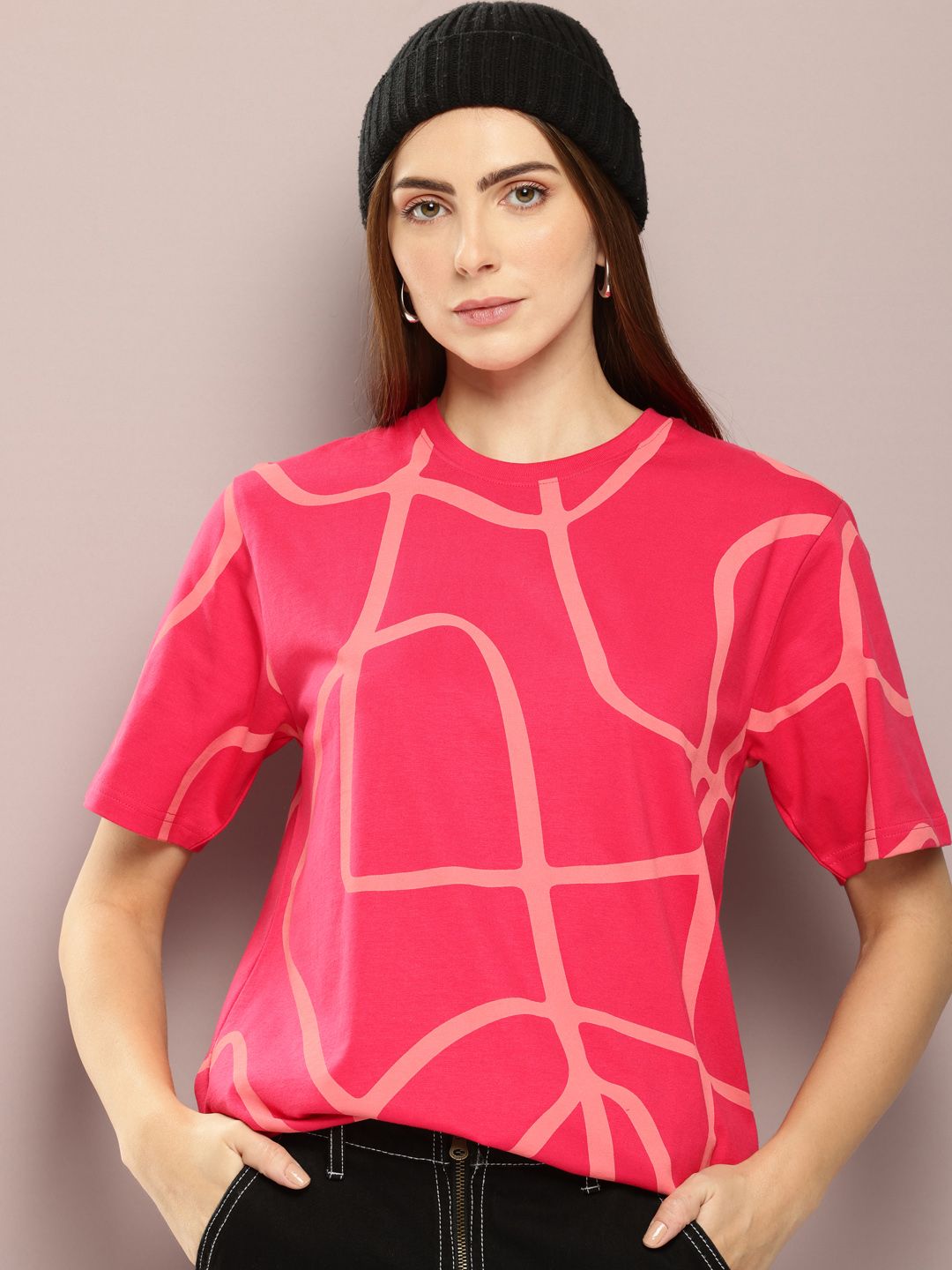 DILLINGER Women Abstract Printed Oversized T-shirt