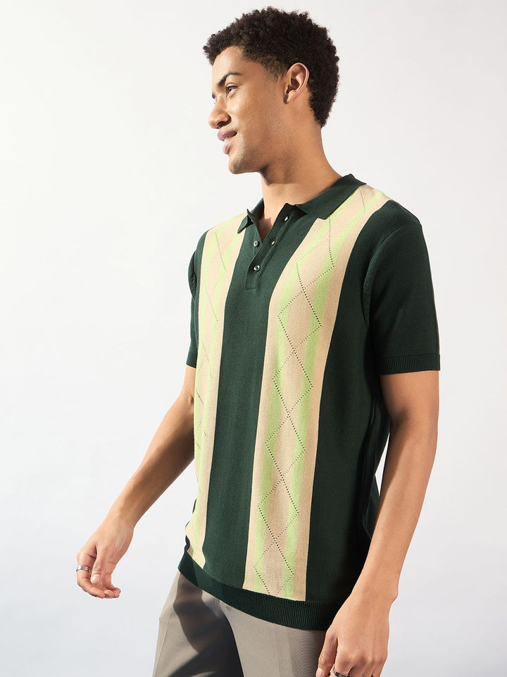 DENNISON Textured Polo Collar Knitted T-Shirt
