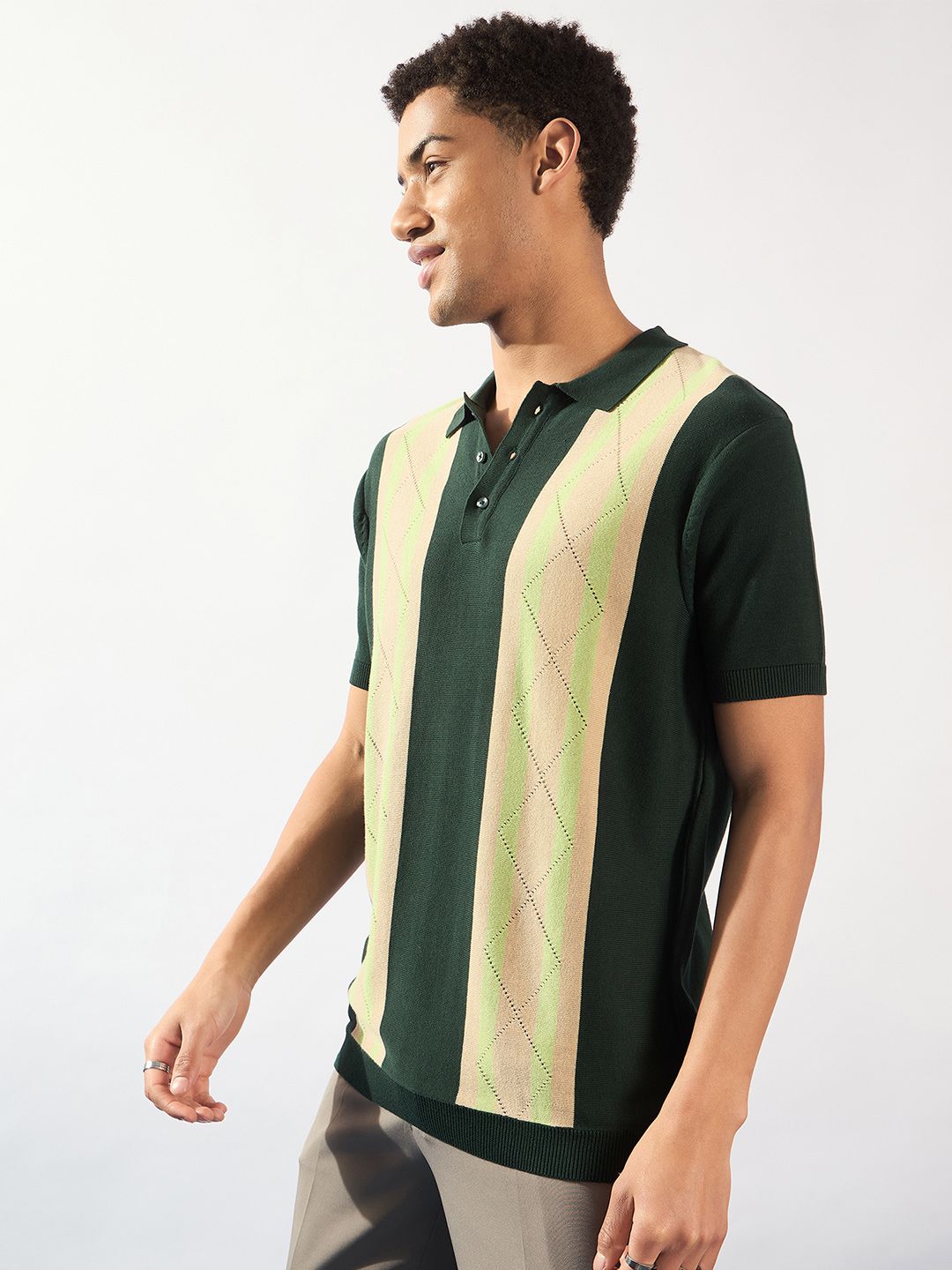 DENNISON Textured Polo Collar Knitted T-Shirt
