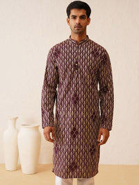 SOJANYA Mandarin Collar Ethnic Printed Pure Cotton Straight Kurta with Churidar