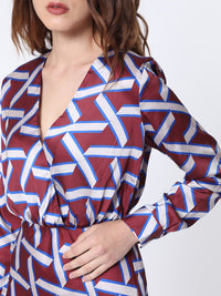 RAREISM Geo Print Overlap Front Maxi Dress