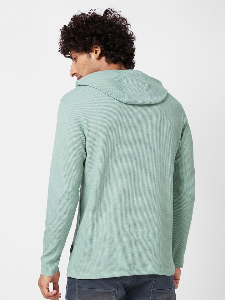 SPYKAR Self Design Hooded Slim Fit T-shirt